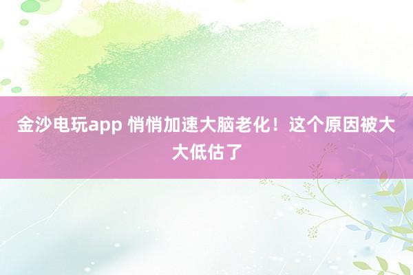 金沙電玩app 悄悄加速大腦老化！這個原因被大大低估了