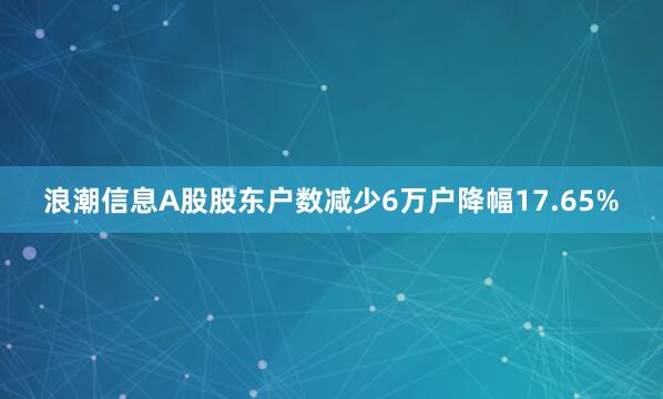浪潮信息A股股東戶(hù)數(shù)減少6萬(wàn)戶(hù)降幅17.65%