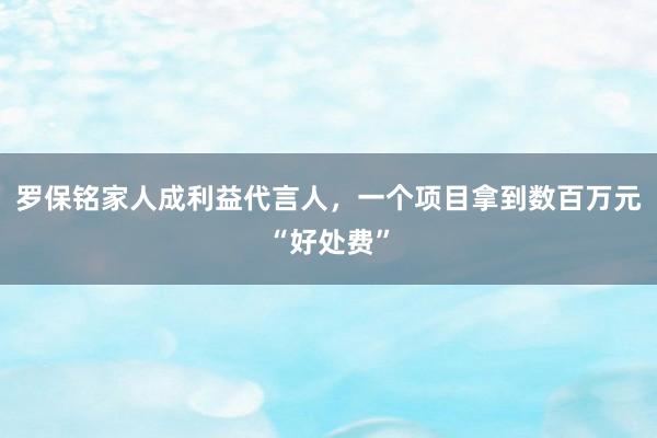 羅保銘家人成利益代言人，一個項目拿到數百萬元“好處費”