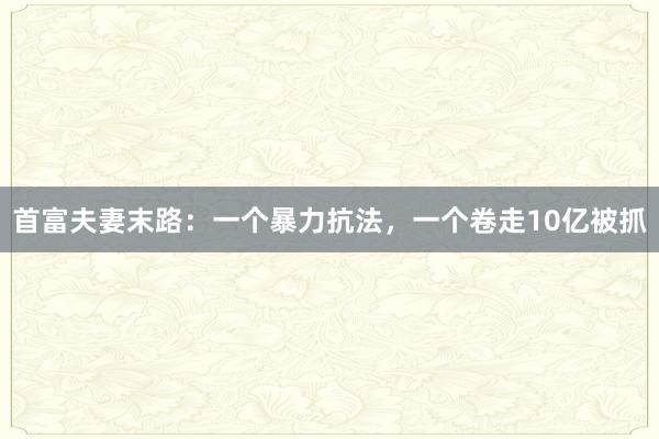 首富夫妻末路：一個暴力抗法，一個卷走10億被抓