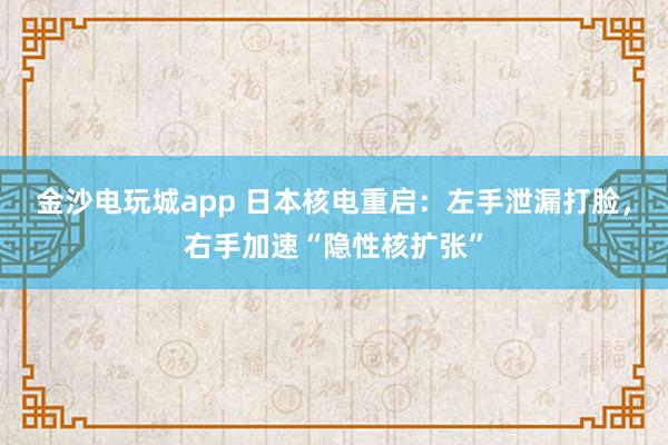 金沙電玩城app 日本核電重啟：左手泄漏打臉，右手加速“隱性核擴張”