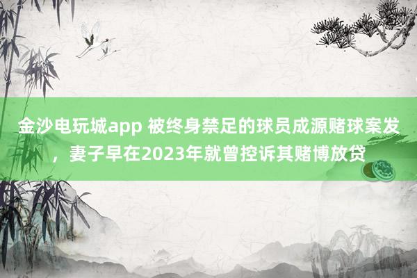金沙電玩城app 被終身禁足的球員成源賭球案發，妻子早在2023年就曾控訴其賭博放貸