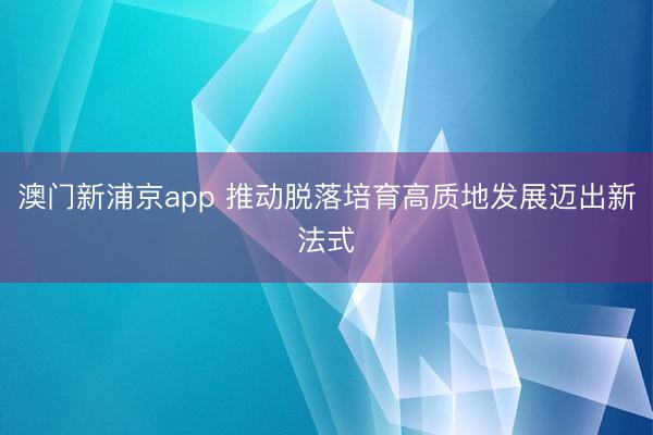 澳門新浦京app 推動(dòng)脫落培育高質(zhì)地發(fā)展邁出新法式