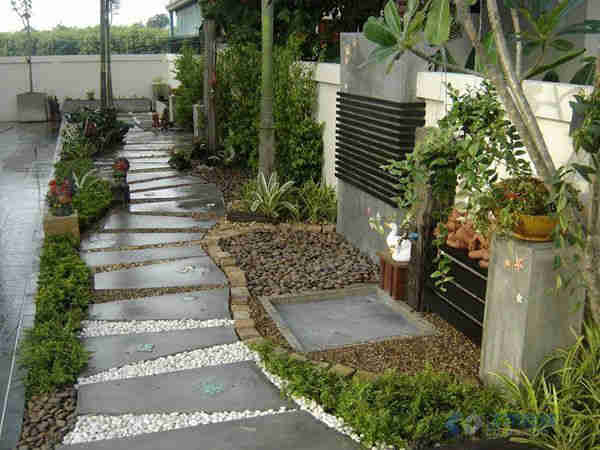 私家小院石材砌花園樣式設(shè)計(jì)圖片 一樓庭院景觀布置效果圖